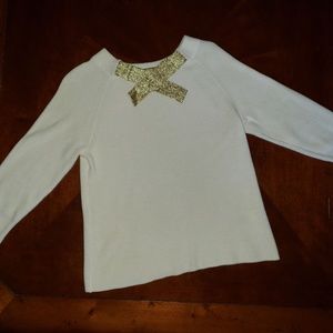 Crewcuts Gold Bow Cream Girls Sweater Size 10